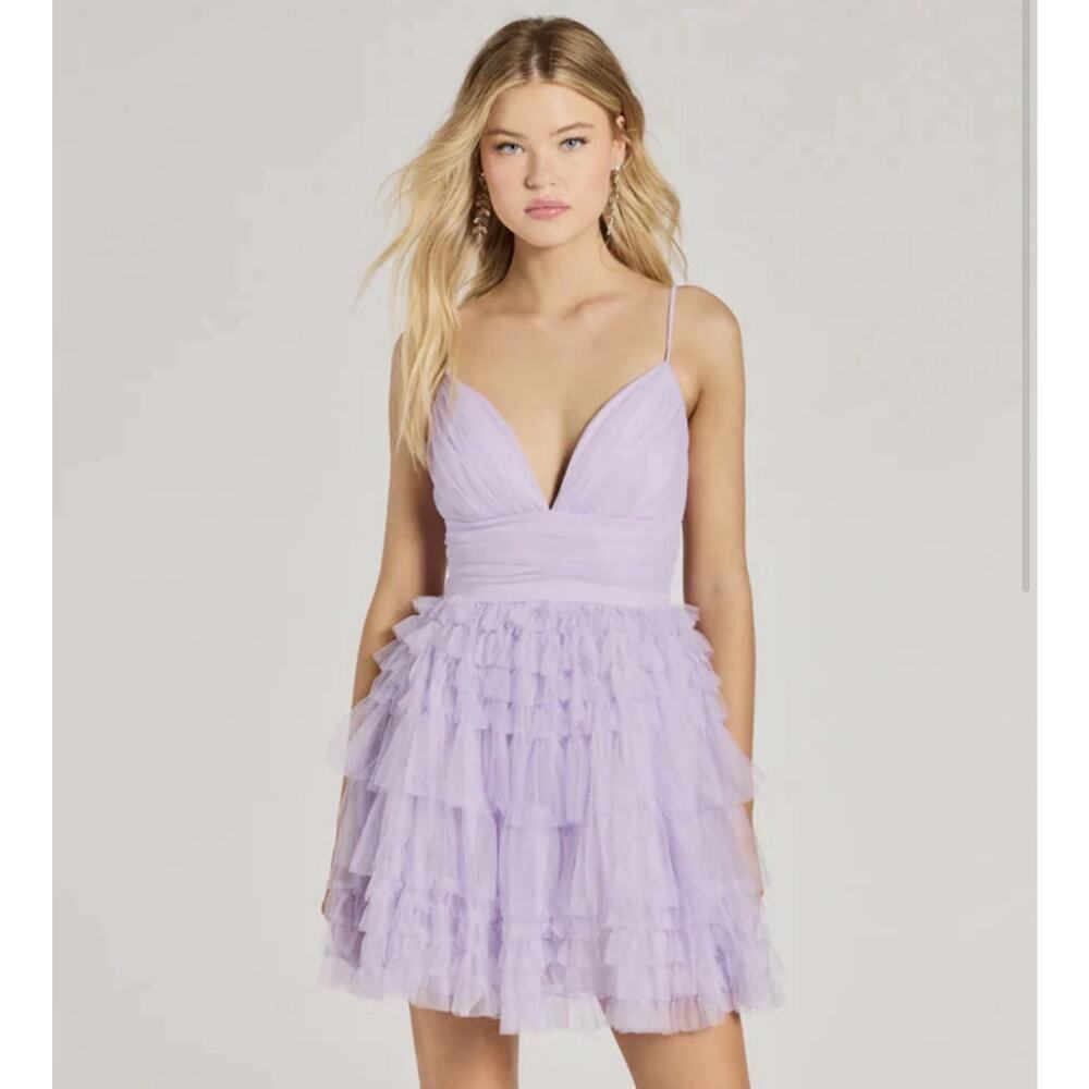 Windsor Katalina V Neck Tulle Lavender Purple Dress Size Small NEW